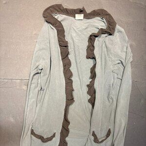 Matilda Jane Women’s Open-Front Cardigan – Blue/Gray Interior, Black Trim, L